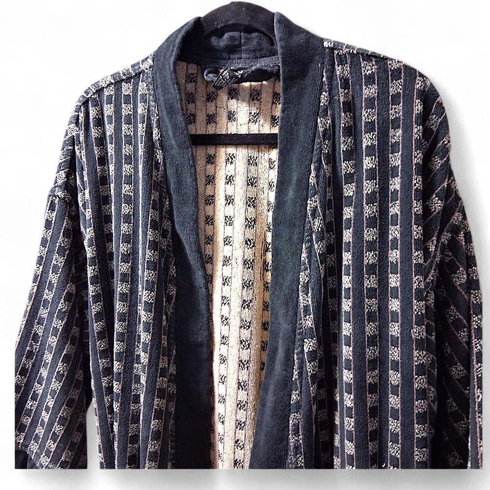 Vintage Christian Dior Monsieur Robe Cotton One Size Black\Tan - Picture 5 of 6